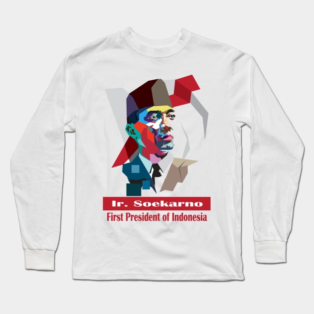 First President of Indonesia Long Sleeve T-Shirt by arashbeathew